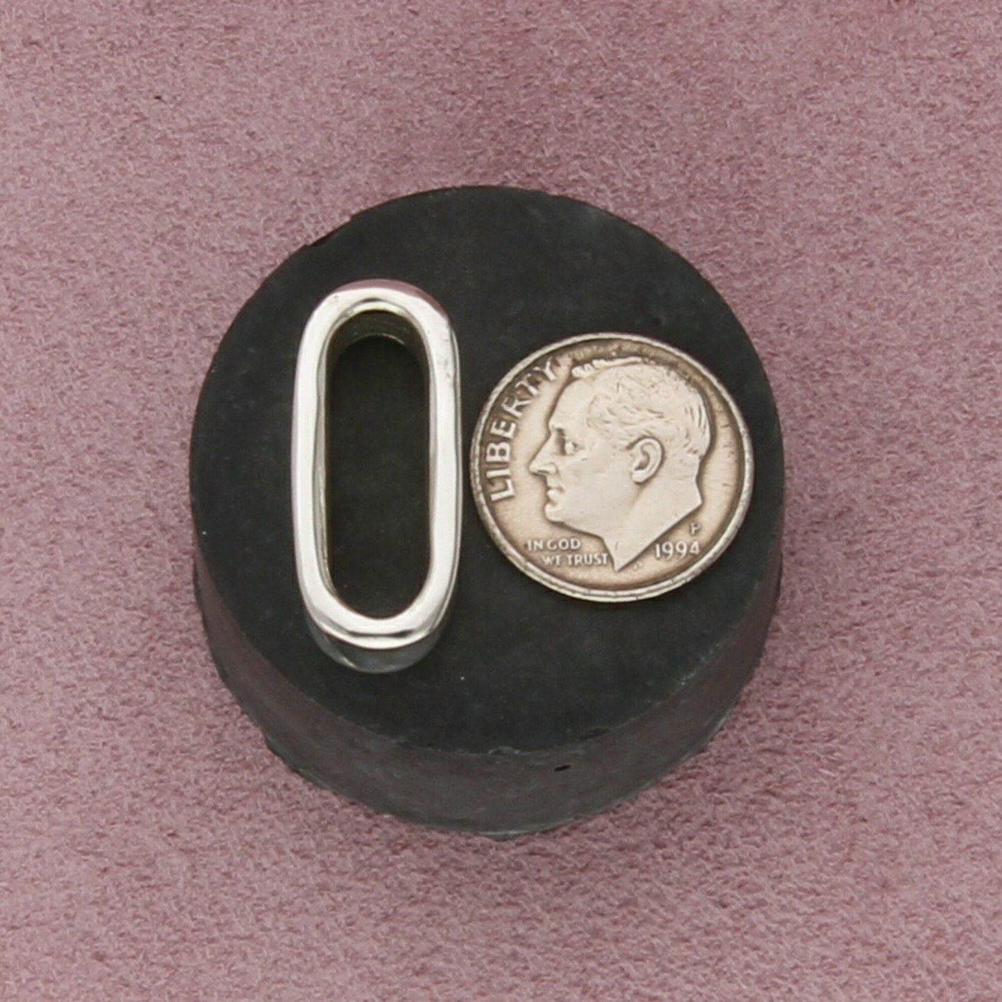 sterling silver elongated concave slider pendant