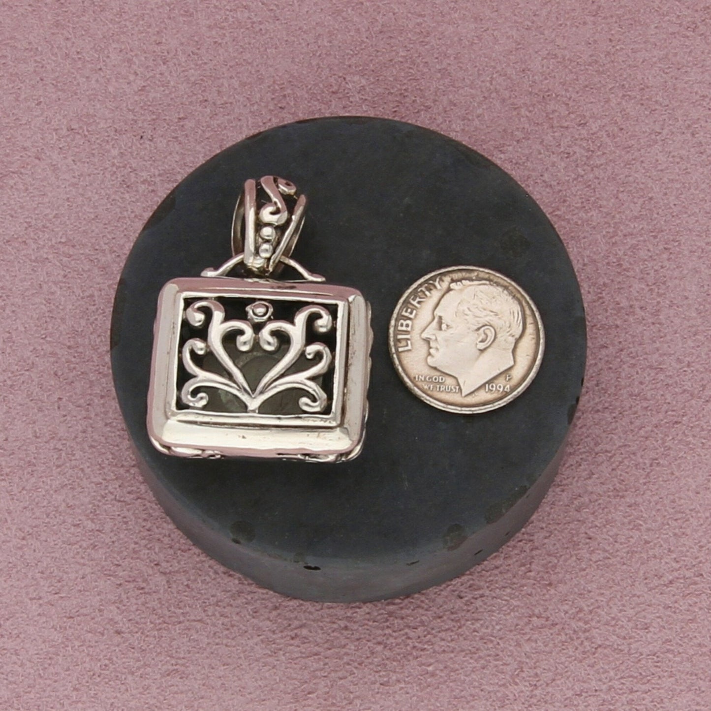 sterling silver chunky mother of pearl pendant