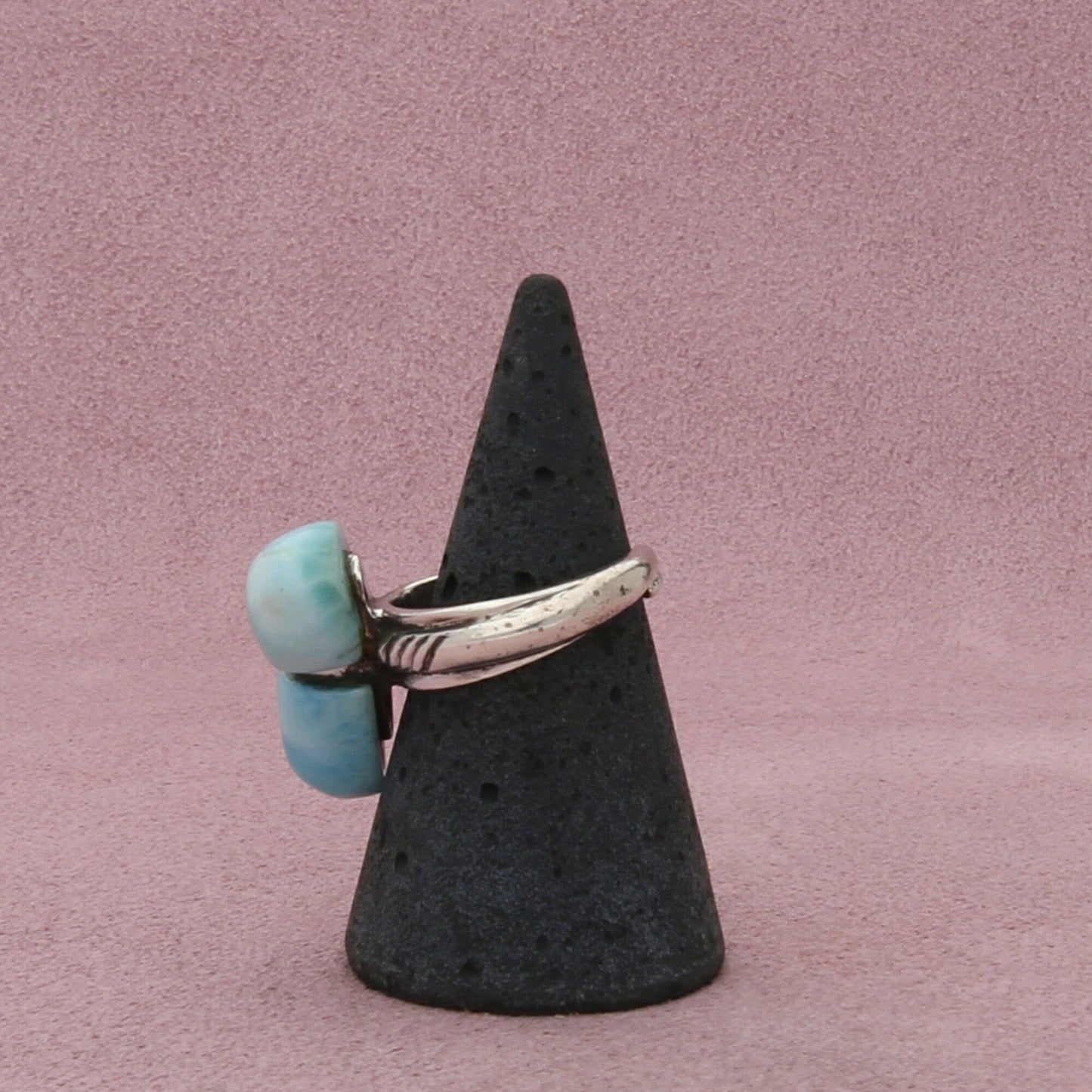 sterling silver unique artisan crafted blue larimar ring size 6