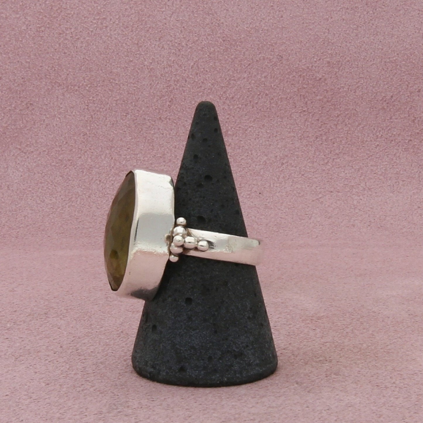 sterling silver vintage elongated faceted citrine ring size 8