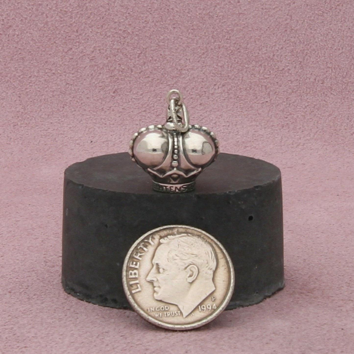 800 silver vintage 3d royal crown charm pendant