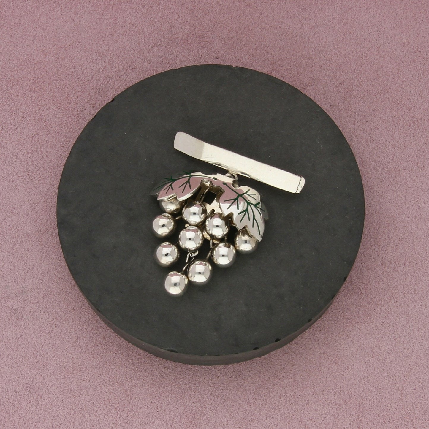 taxco mexico sterling silver vintage beaded grape bunch brooch