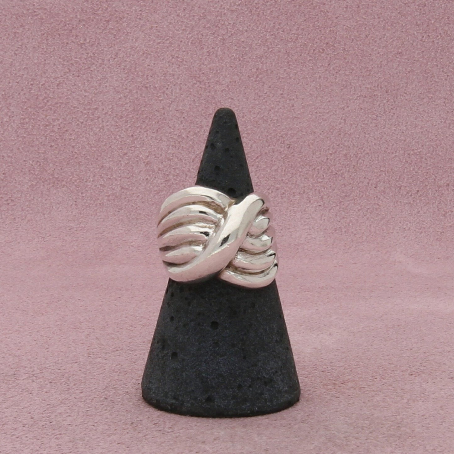 sterling silver vintage scalloped crossover ring size 5.5