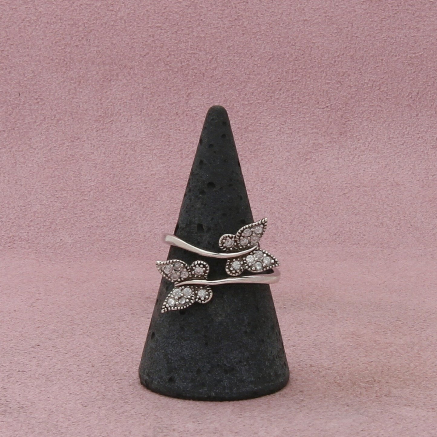 sterling silver clear cz butterfly bypass ring size 8