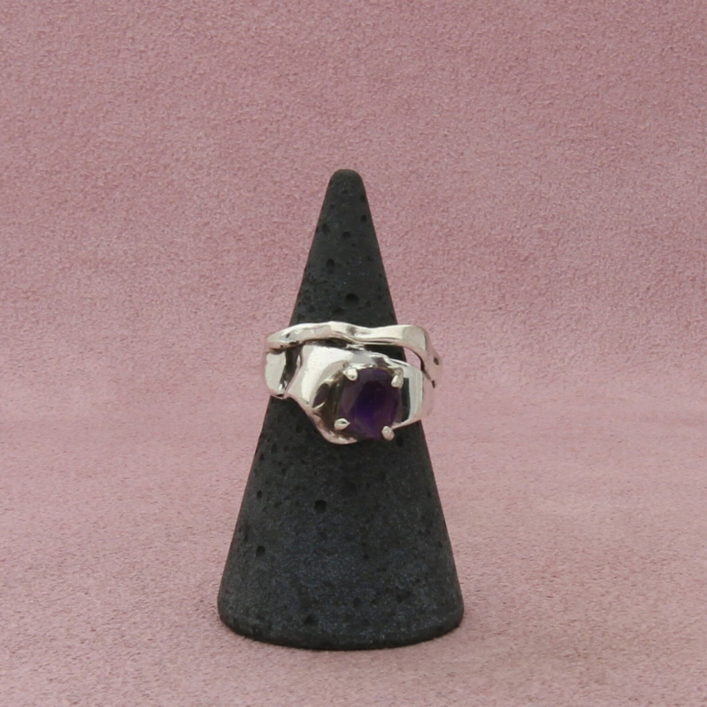 sterling silver vintage evensong artisan-made amethyst ring size 6