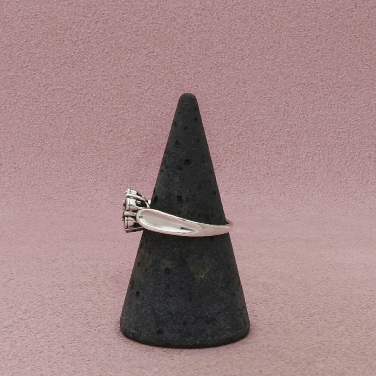 Zales Sterling Silver Diamond Floral Cluster Ring Size 7