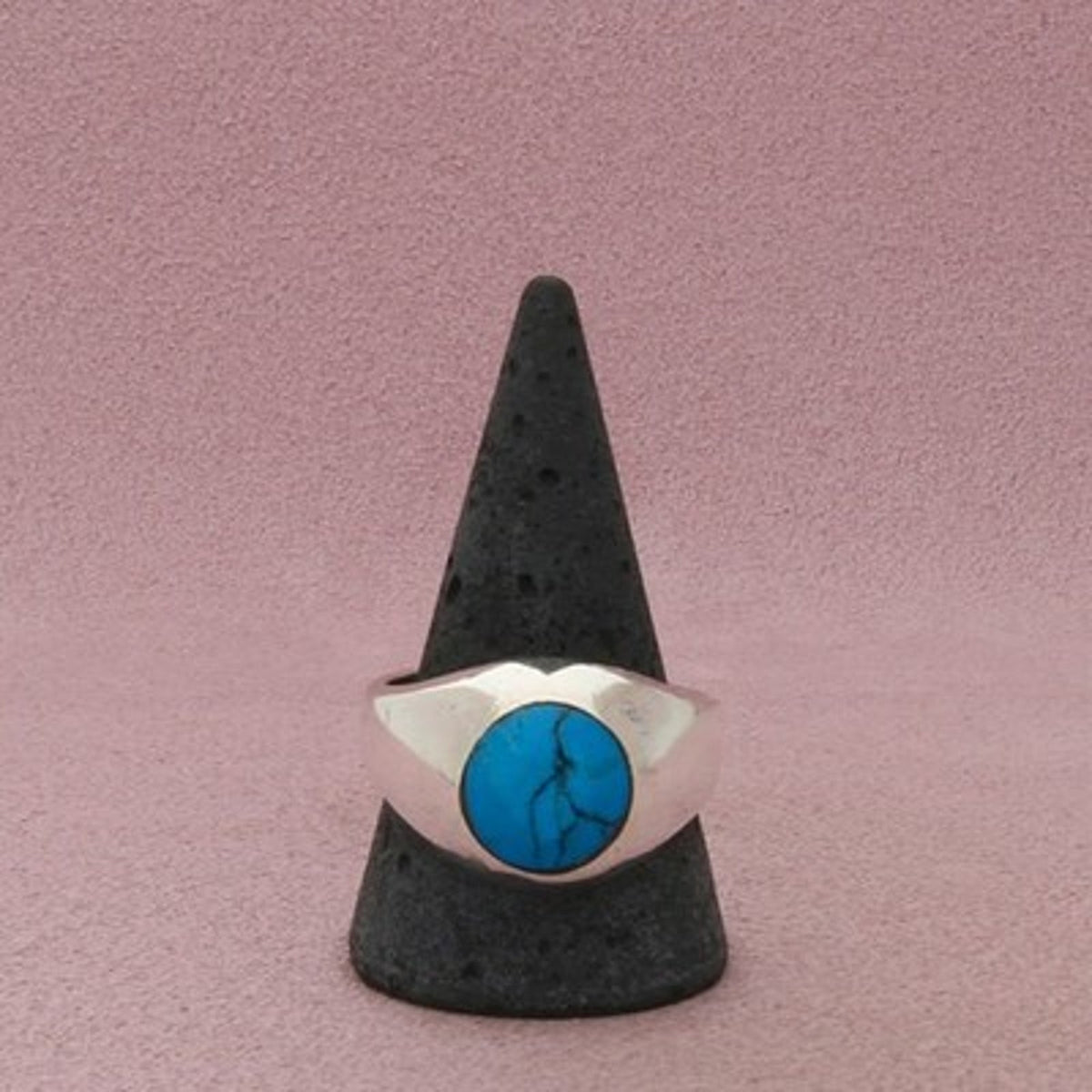 Sterling Silver Men's Vintage Oval Turquoise Ring Size 13