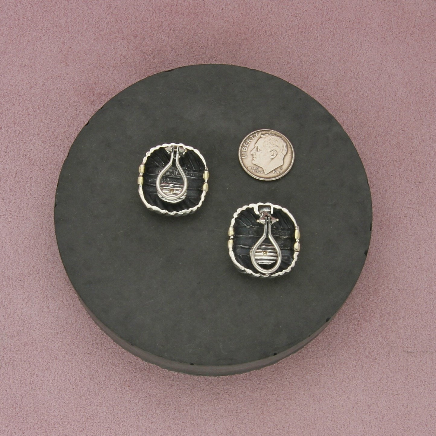 david yurman sterling silver & 14k gold vintage cable (as is) earrings