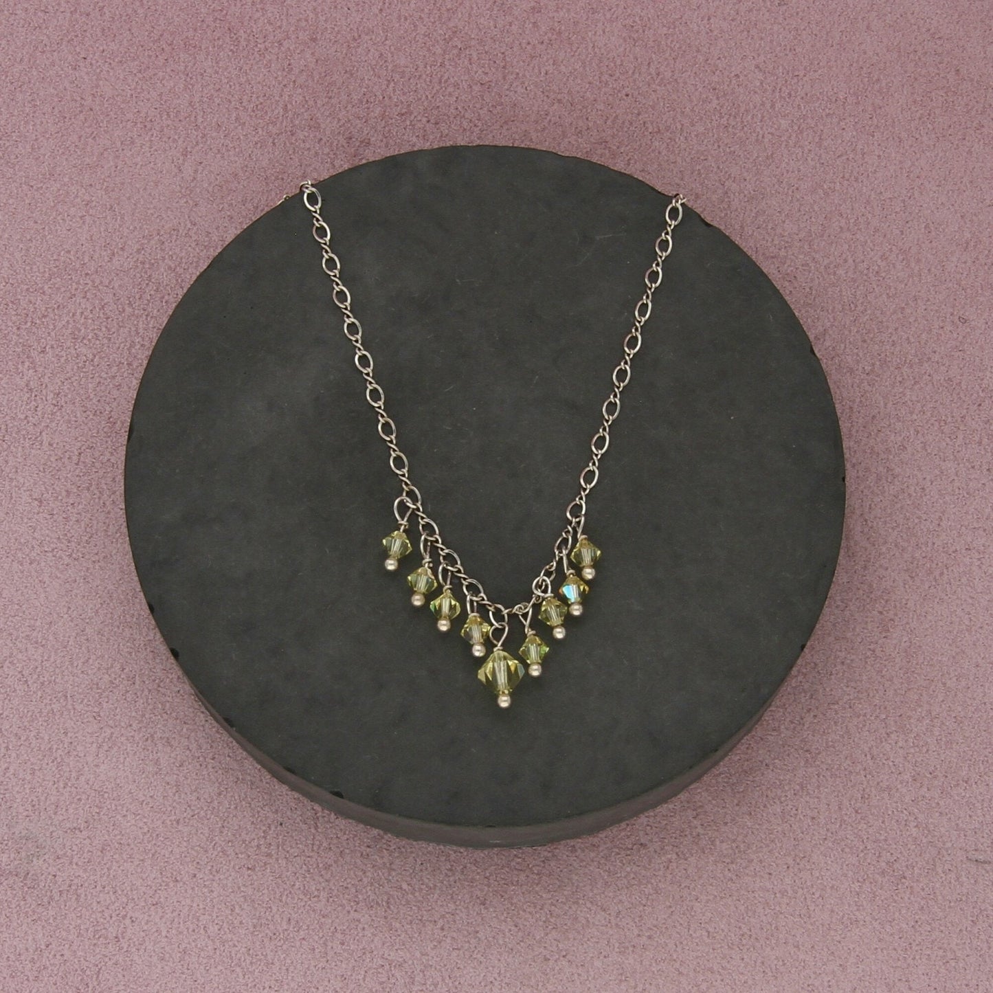 sterling silver dainty yellow bead necklace size 18in