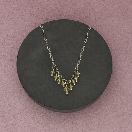 sterling silver dainty yellow bead necklace size 18in