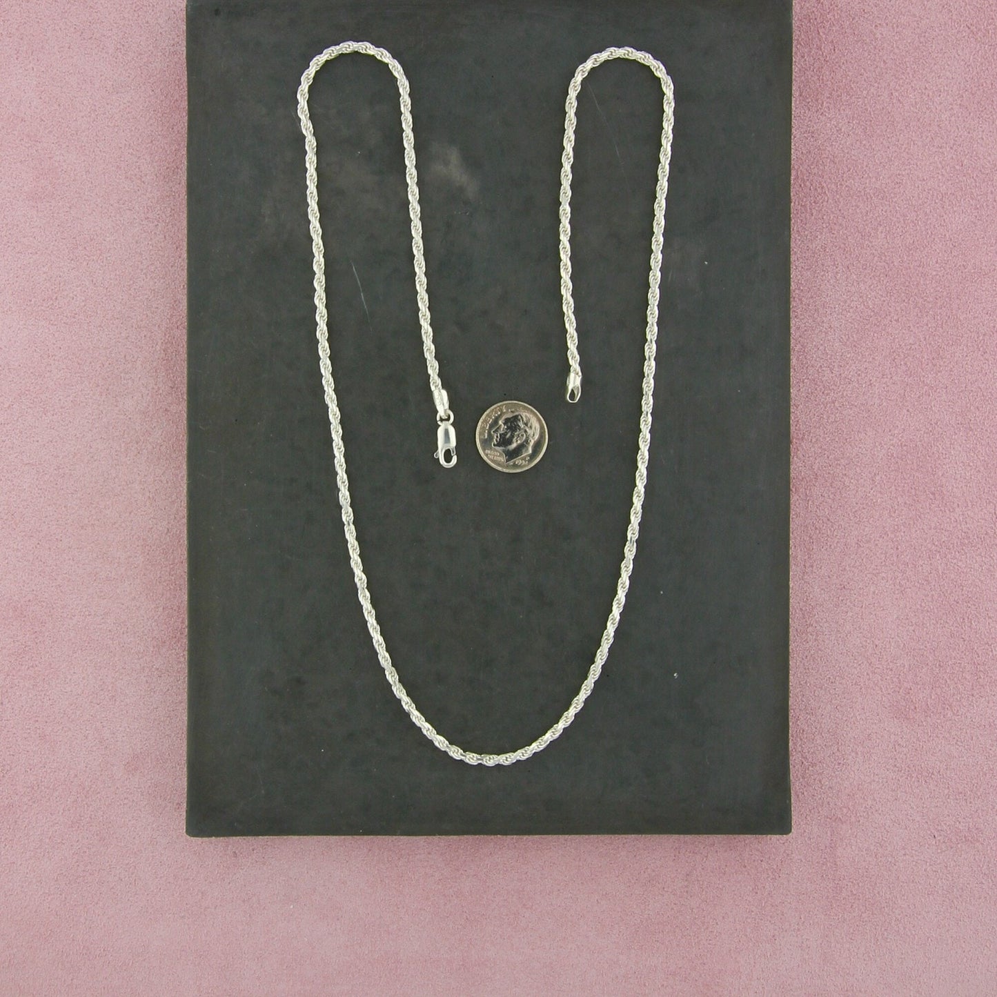sterling silver italian 3mm rope chain necklace size 23.75in