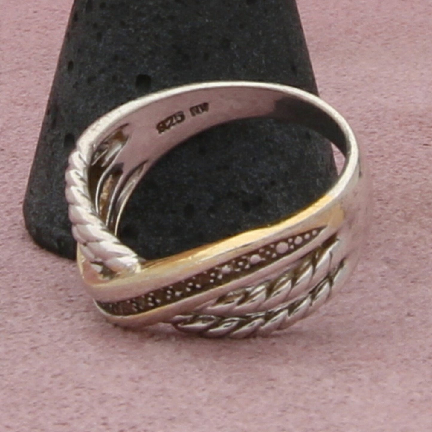 sterling silver diamond accent crossover band ring size 9