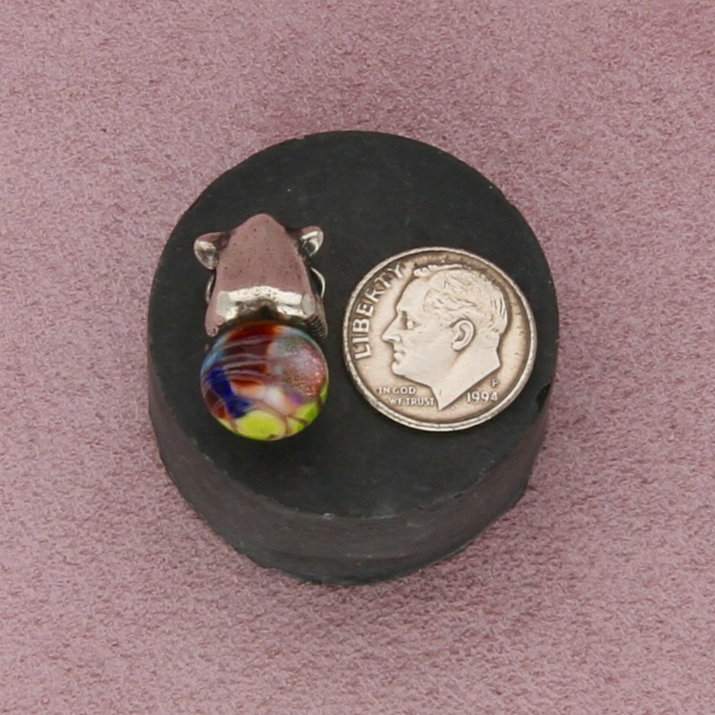 trollbeads sterling silver baby troll on trollstone glass retired bead charm