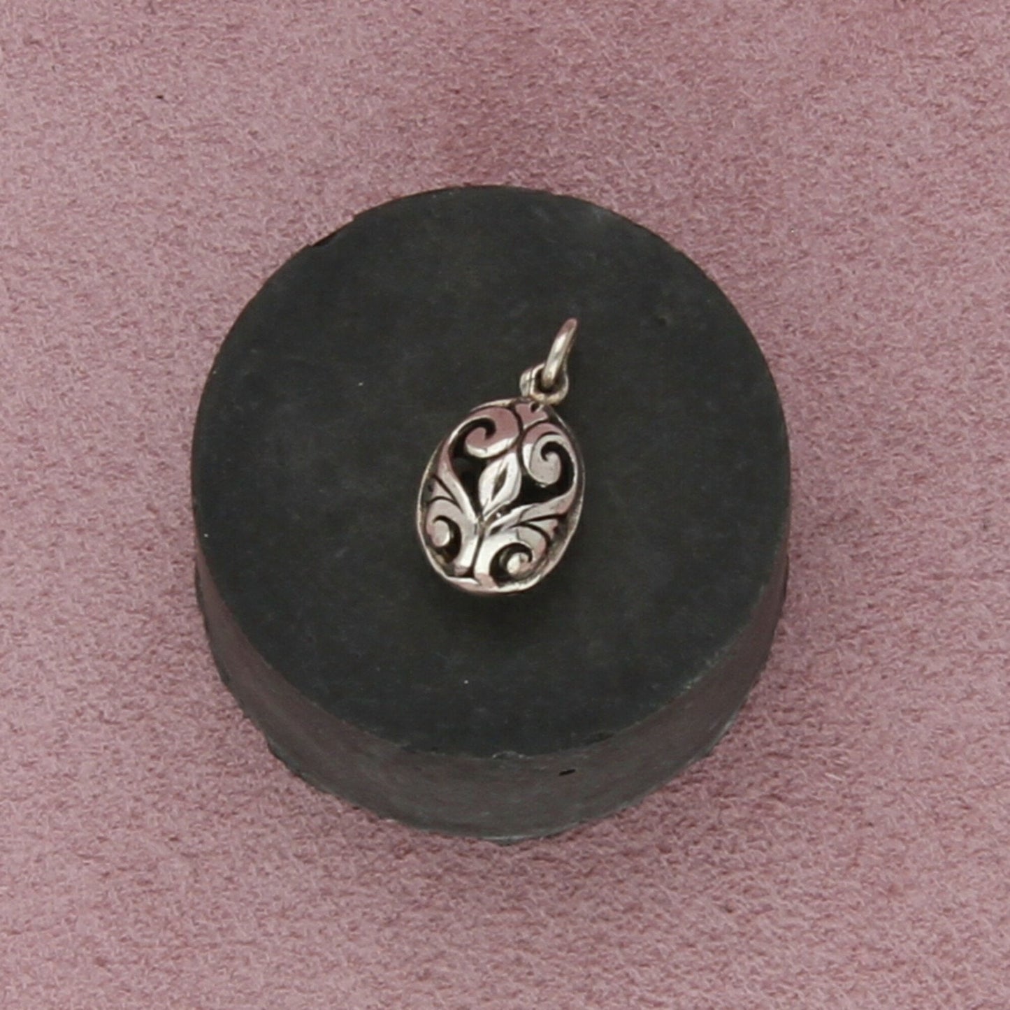 sterling silver scroll egg charm pendant