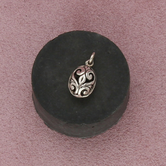 sterling silver scroll egg charm pendant