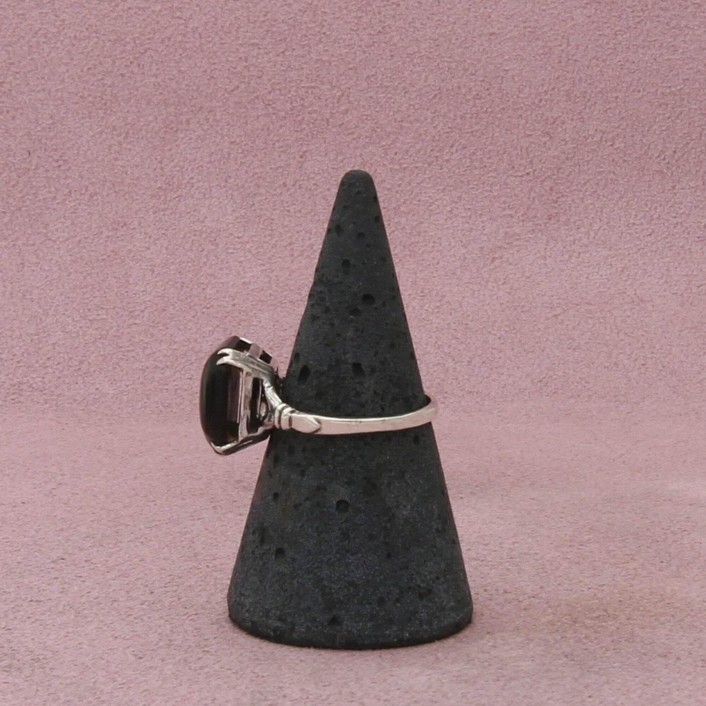 sterling silver vintage prong-set onyx ring size 6.5