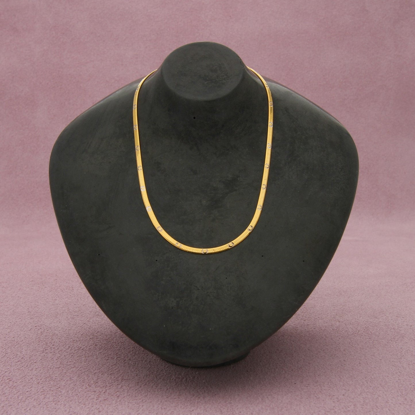 bony levy 14k yellow gold two-tone circle pattern chain necklace size 18in