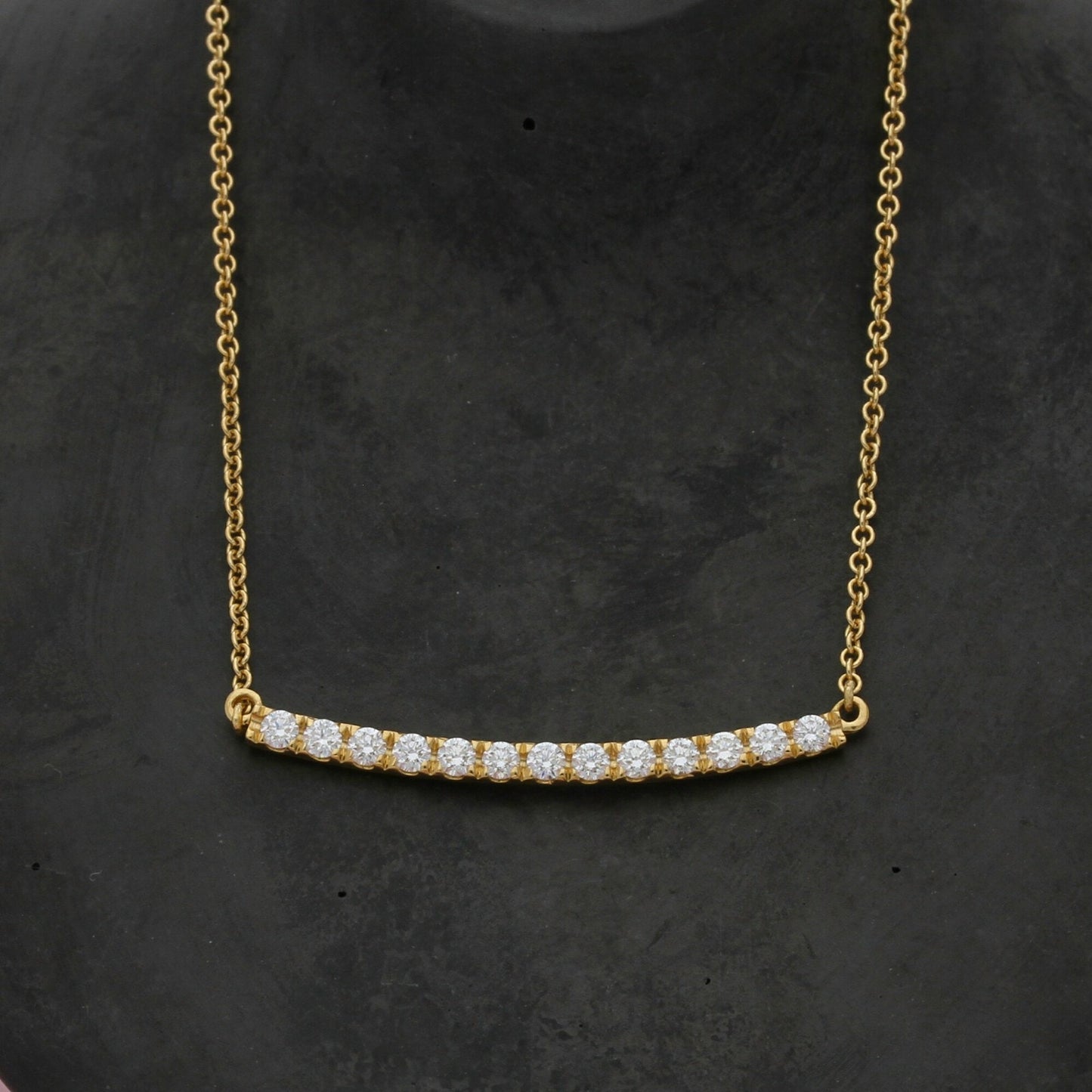 bony levy 18k yellow gold 0.42 ct diamond bar necklace size 17-19in