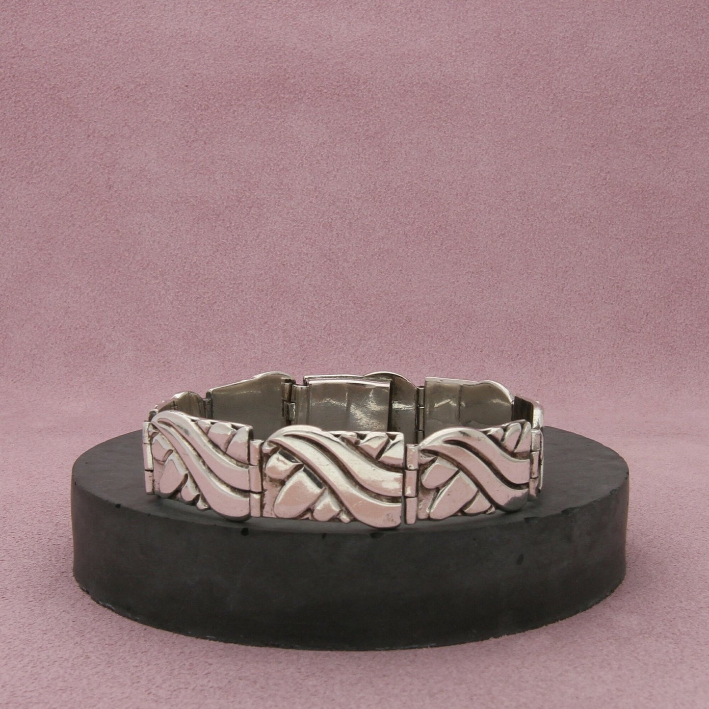 sterling silver vintage panel link bracelet size 6.75in