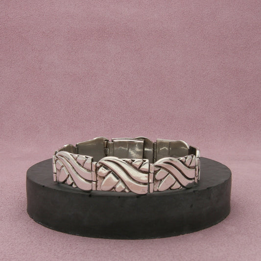 sterling silver vintage panel link bracelet size 6.75in