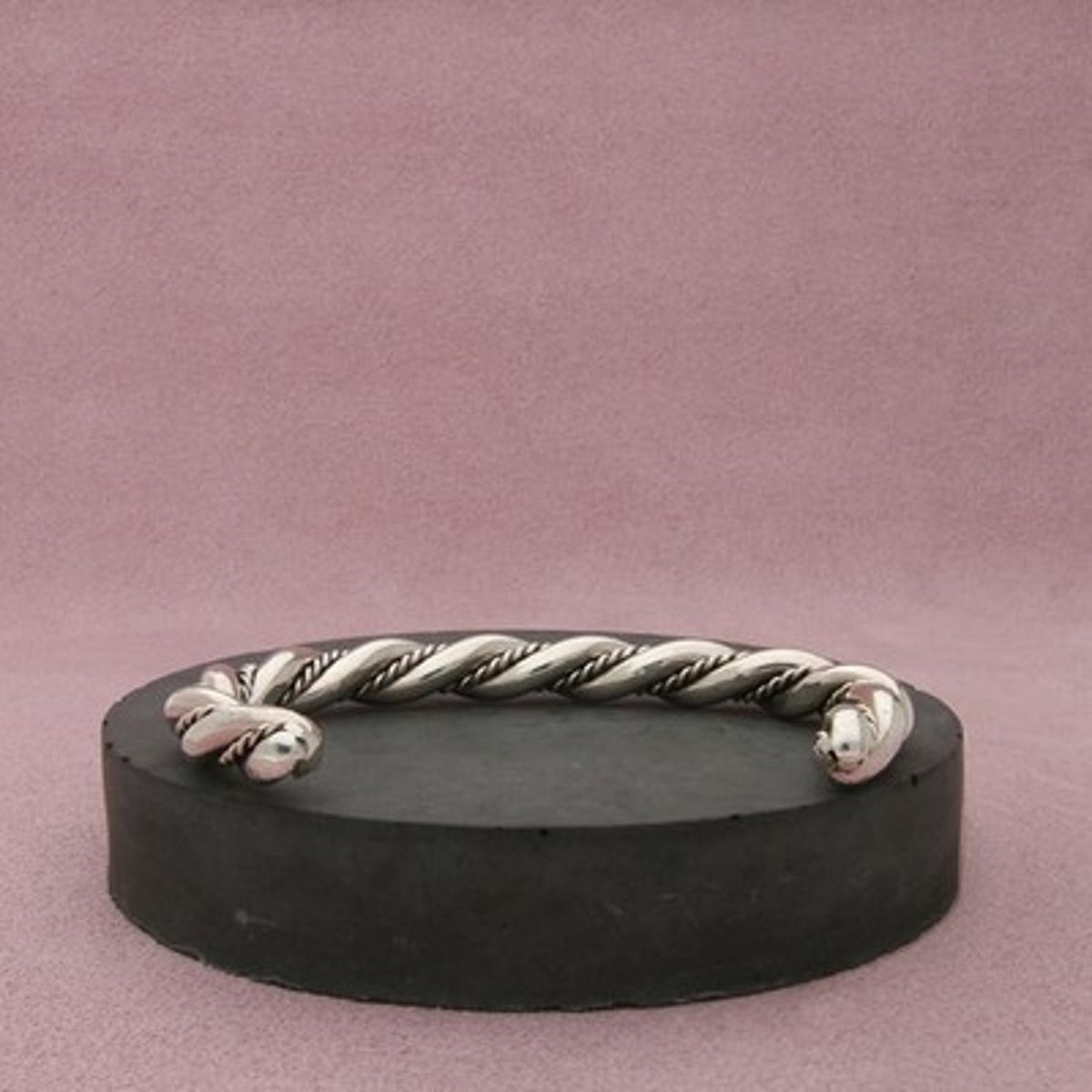 Navajo Sterling Silver Vintage Twisted Rope Detail Cuff Bracelet Size 6.5in