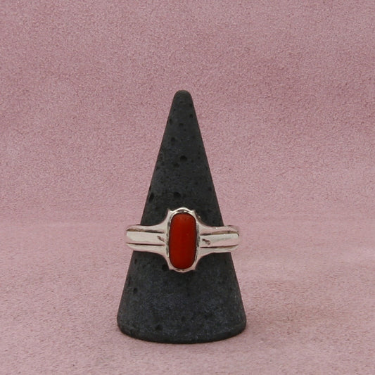 sterling silver vintage artisan crafted coral ring size 11