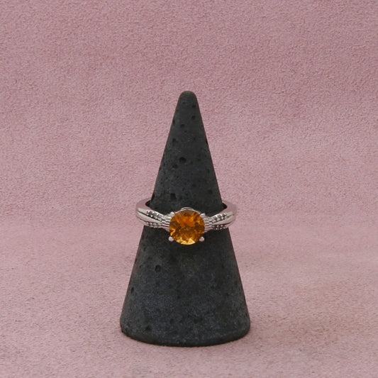 sterling silver citrine & white topaz ring size 6