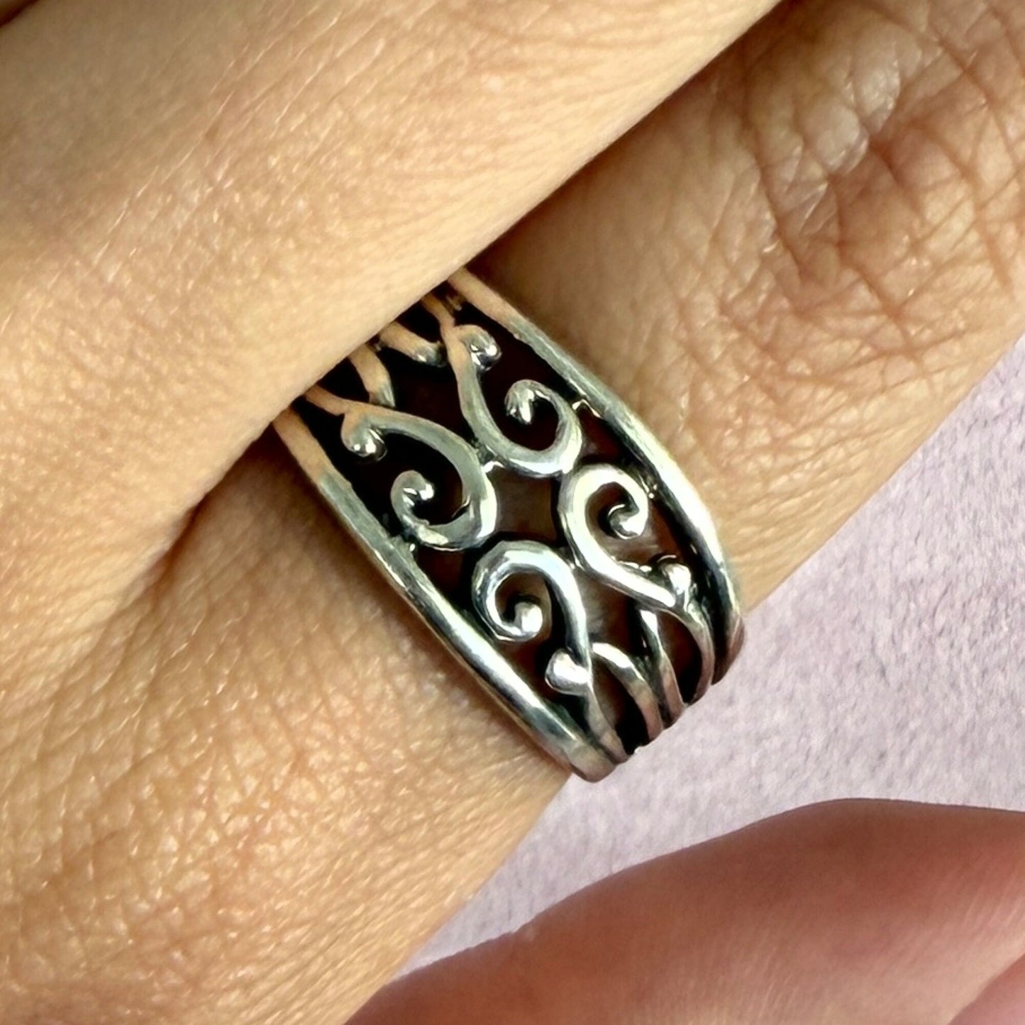 sterling silver scroll band ring size 9.5