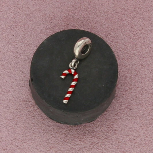 pandora sterling silver authentic christmas enamel candy cane (791193) charm