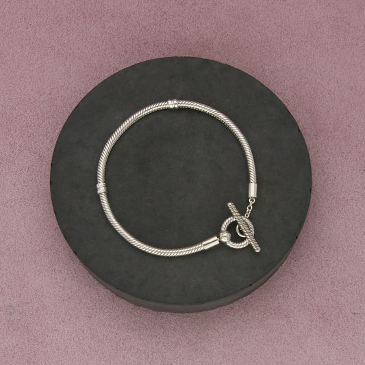 pandora sterling silver t-bar snake chain toggle charm bracelet size 7in