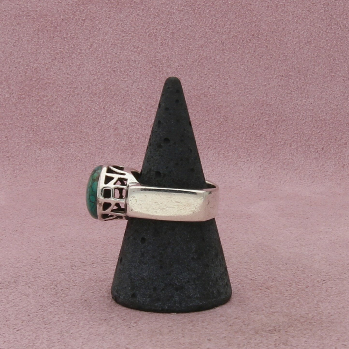 sterling silver turquoise cabochon squared band ring size 8.75