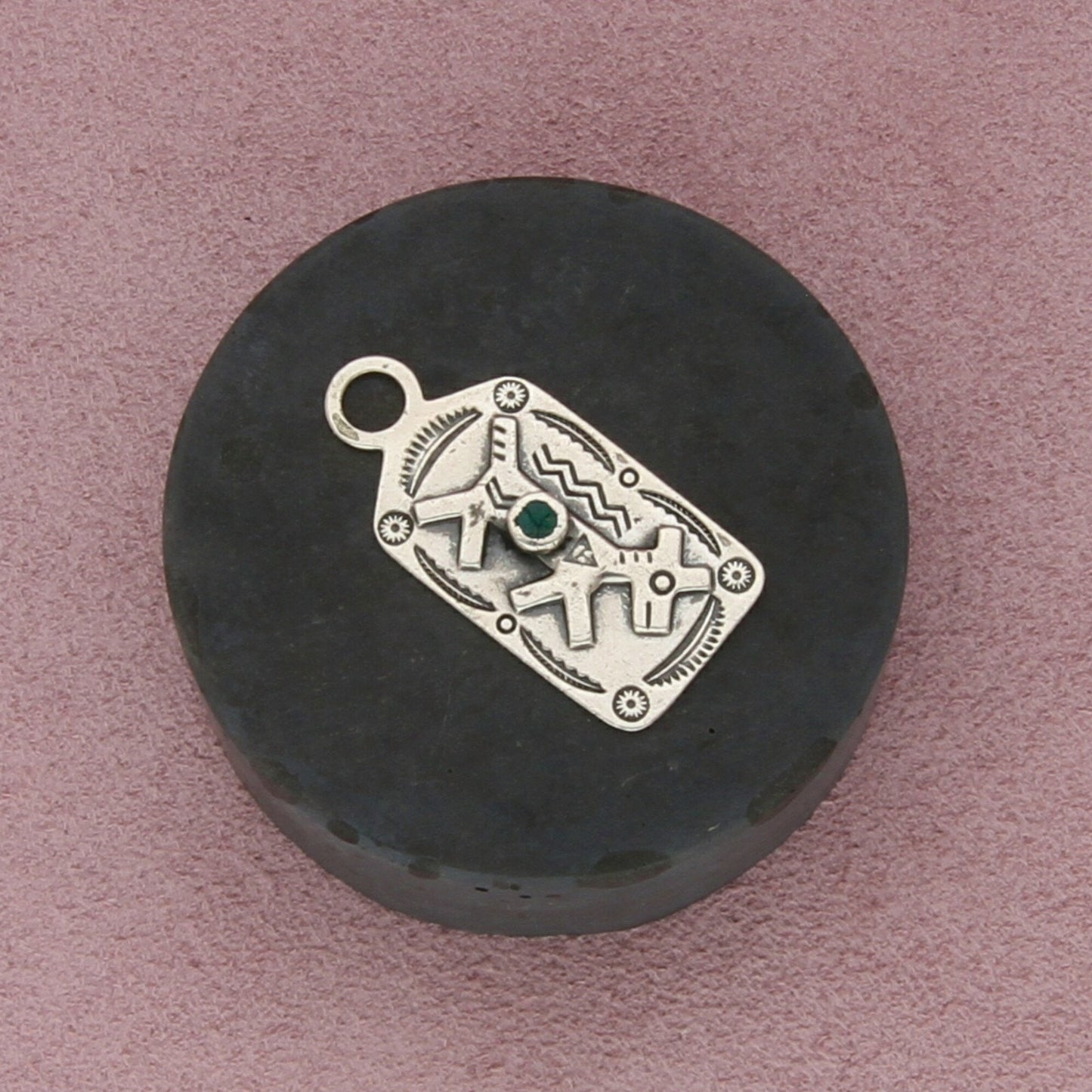 fred harvey era sterling silver vintage turquoise dog tag pendant