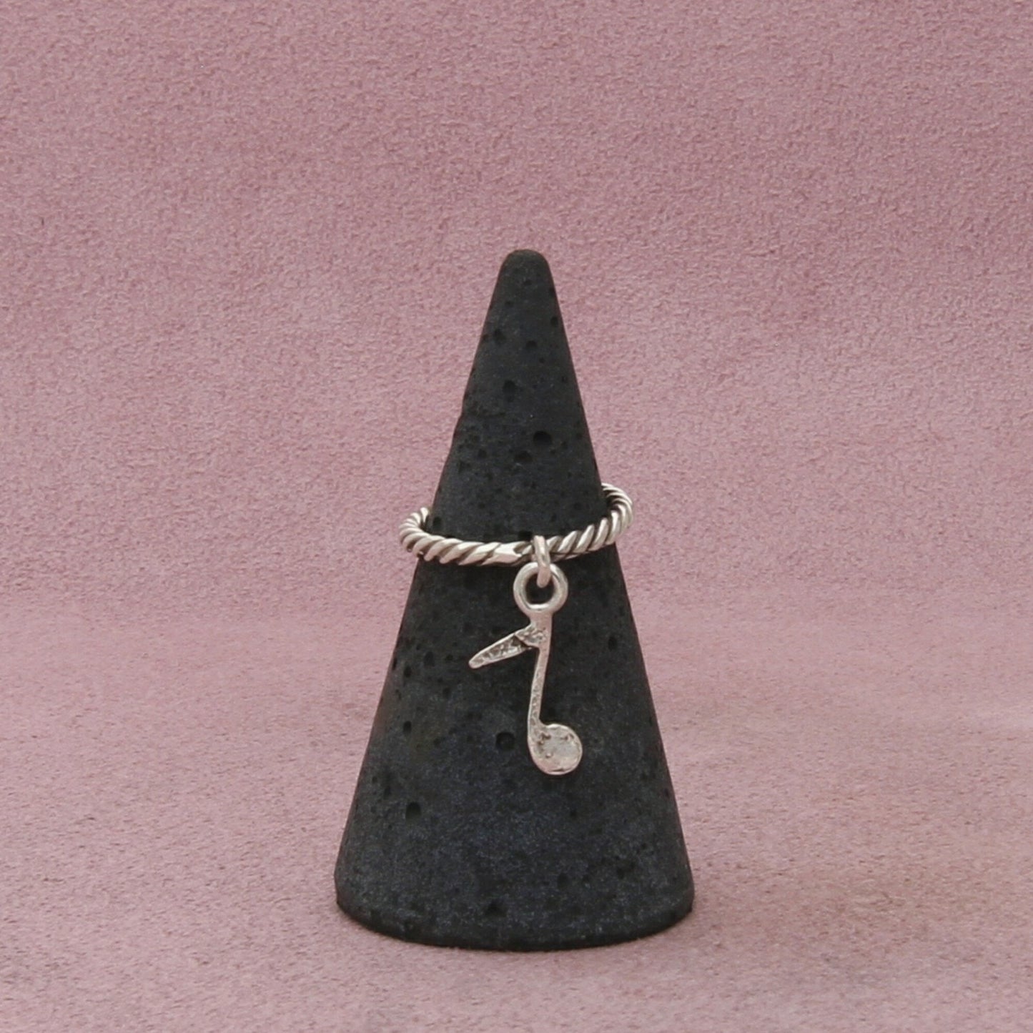 sterling silver twisted wire musical note charm ring size 3