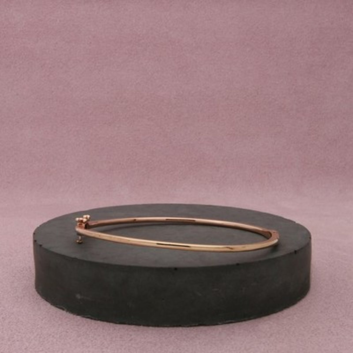 Kay Jewelers Sterling Silver Rose Gold Plate Diamond Bangle Bracelet 6.75in