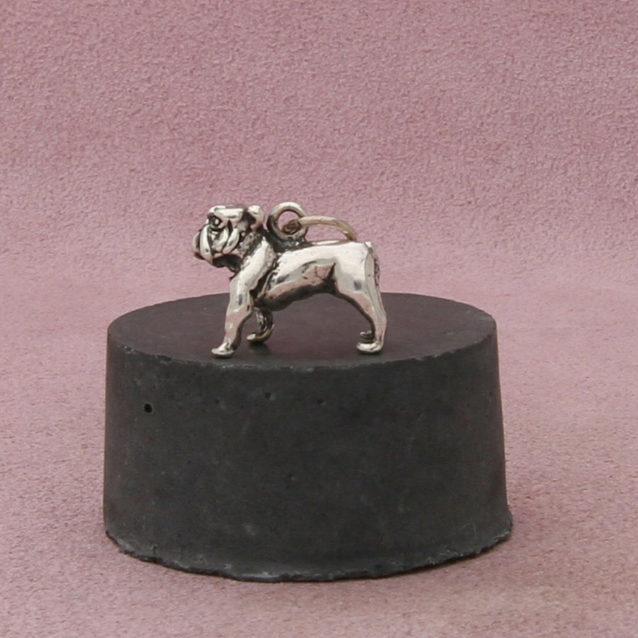 sterling silver vintage 3d bull dog charm pendant
