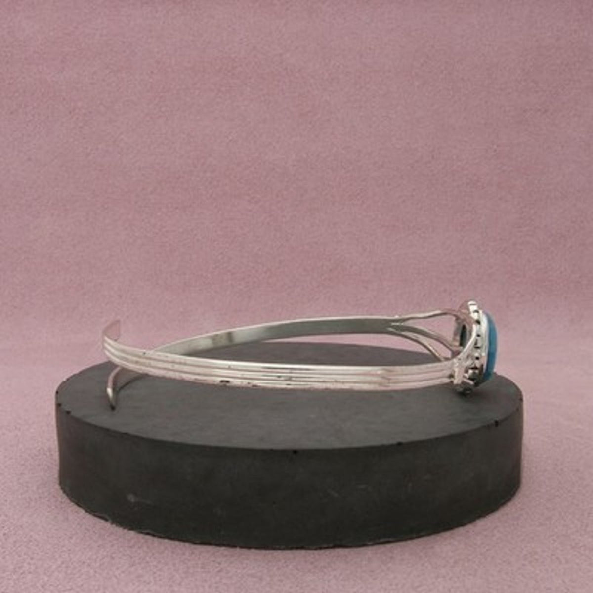 Sterling Silver Southwestern Oval Turquoise Adjustable Arm Cuff Bracelet 9in