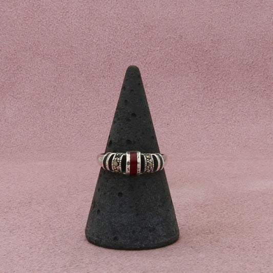 sterling silver marcasite studded carnelian ring size 7.75