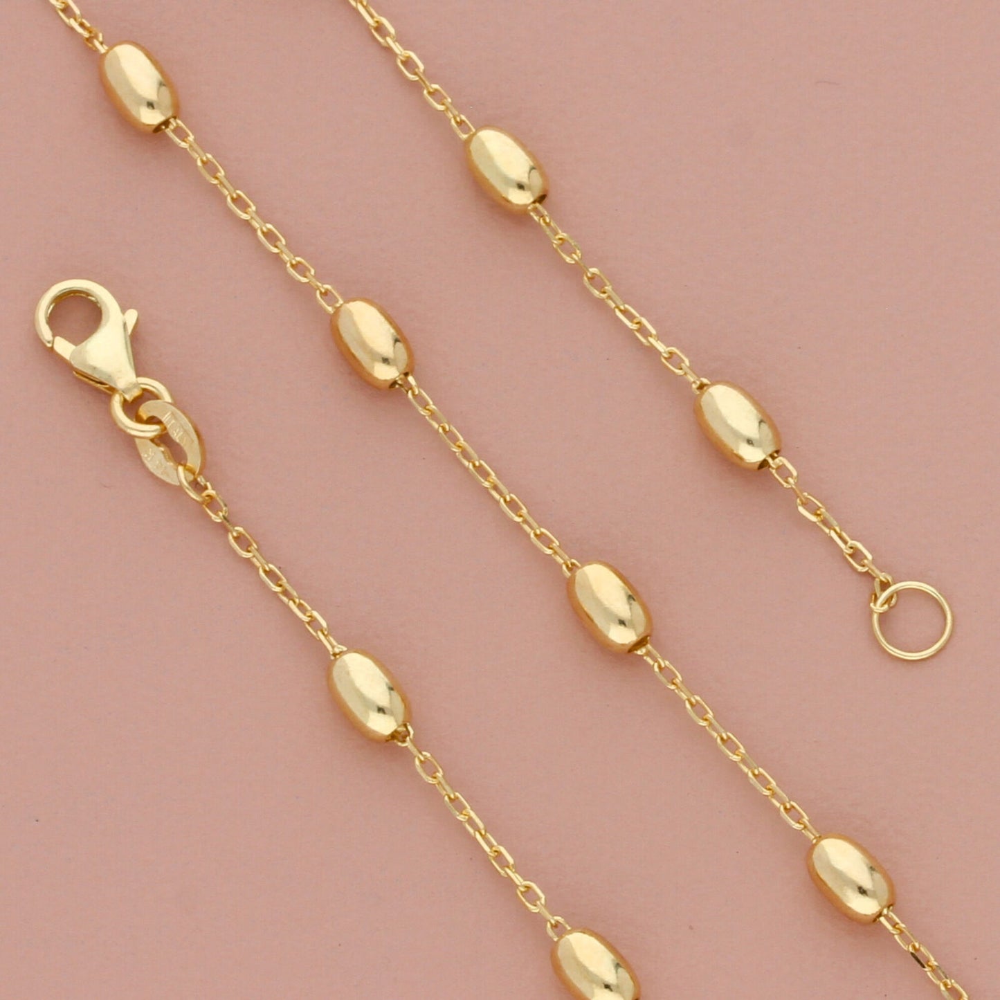 bony levy 14k yellow gold bead station chain necklace size 18in