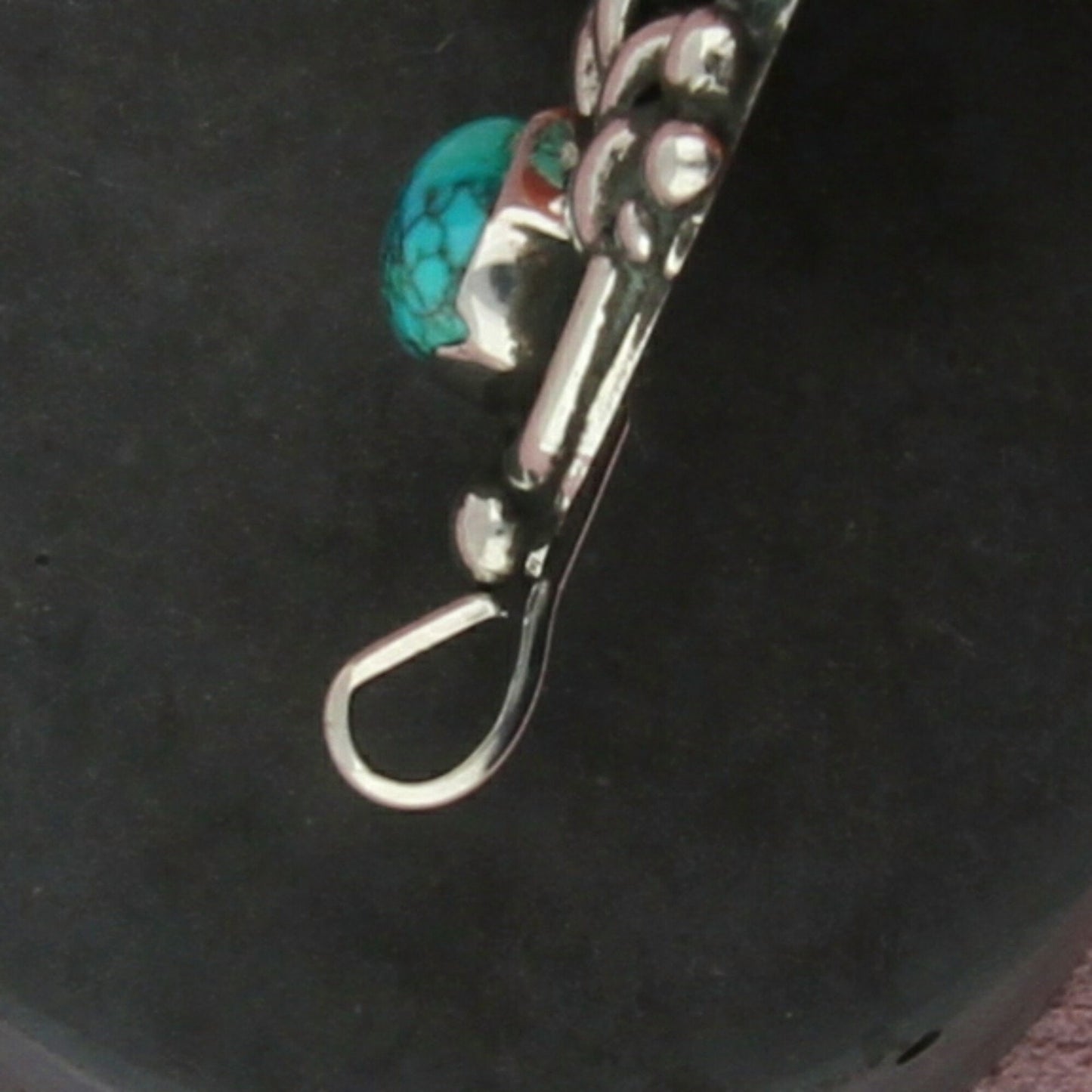 navajo sterling silver vintage beaded turquoise pendant