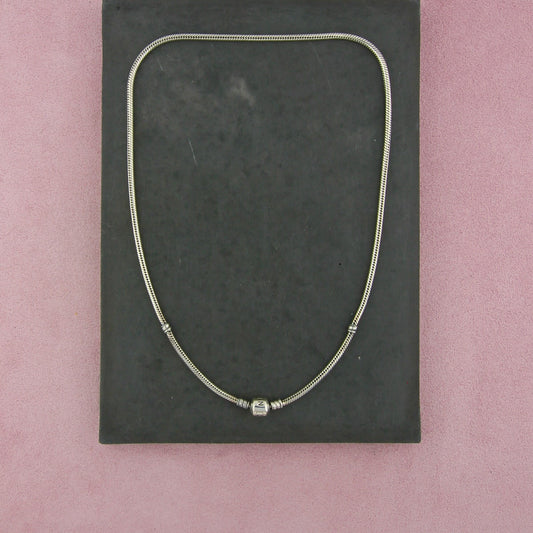 pandora sterling silver barrel clasp snake chain charm necklace size 19.5in