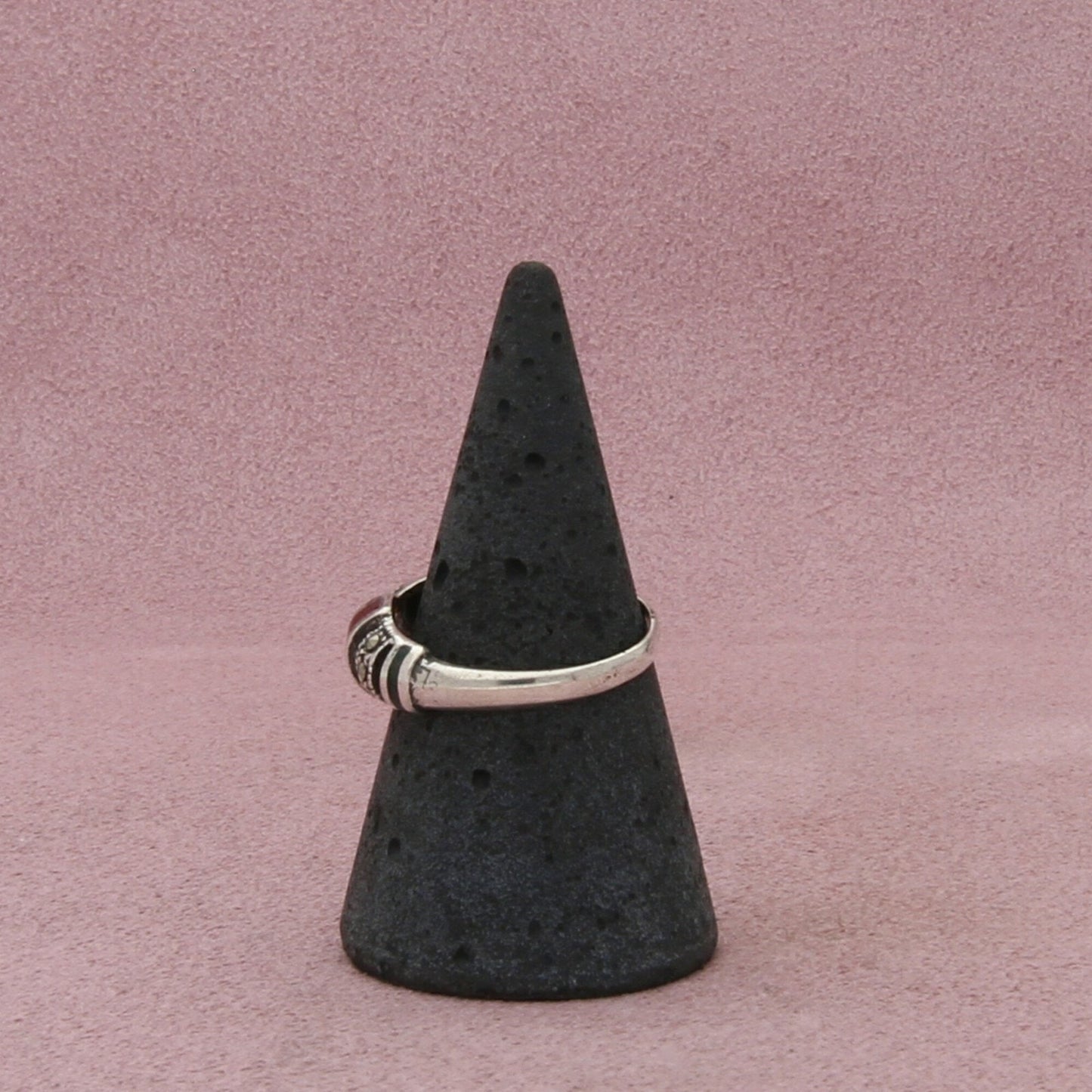 sterling silver marcasite studded carnelian ring size 7.75