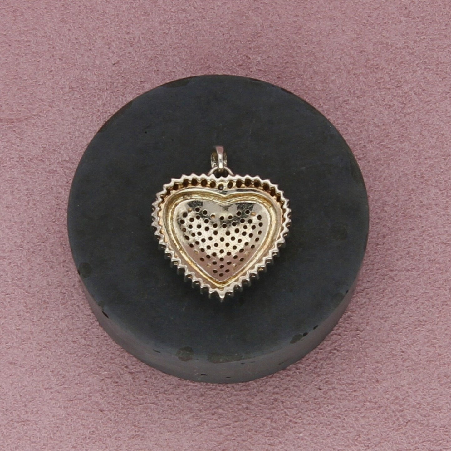 sterling silver pave diamond heart pendant