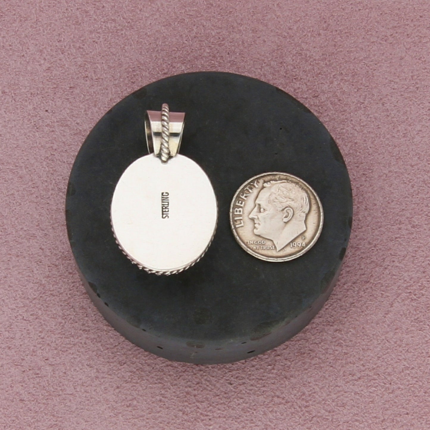 sterling silver vintage braided mabe pearl pendant