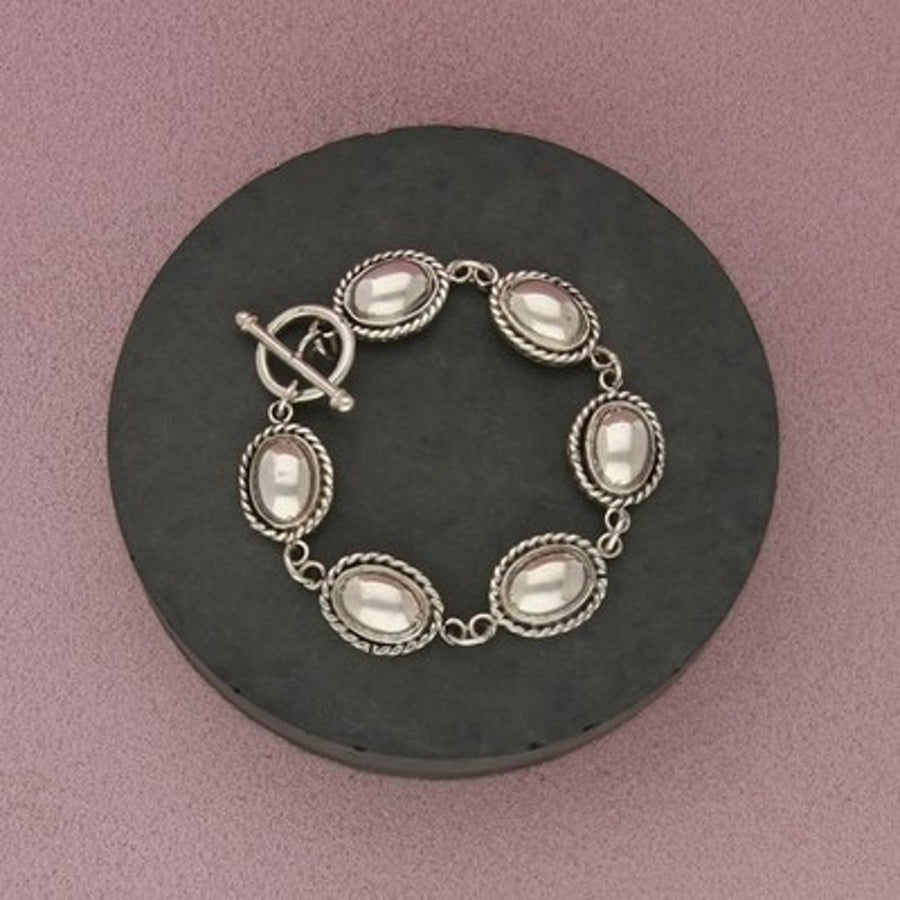950 Sterling Silver Vintage Artisan-Made Braided Oval Link Bracelet Size 6.25in