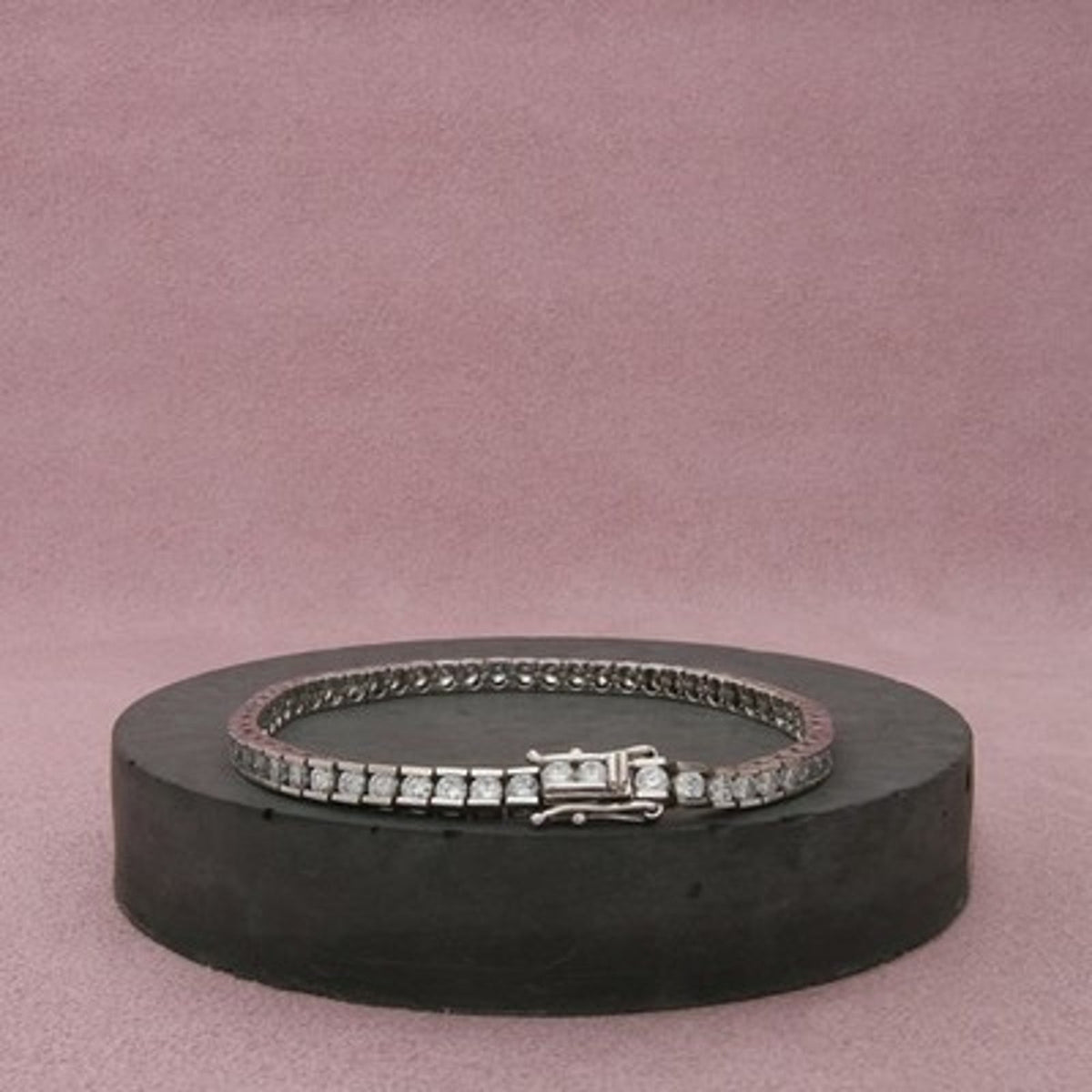 Sterling Silver Round C Z Single Row Tennis Bracelet Size 7.25in