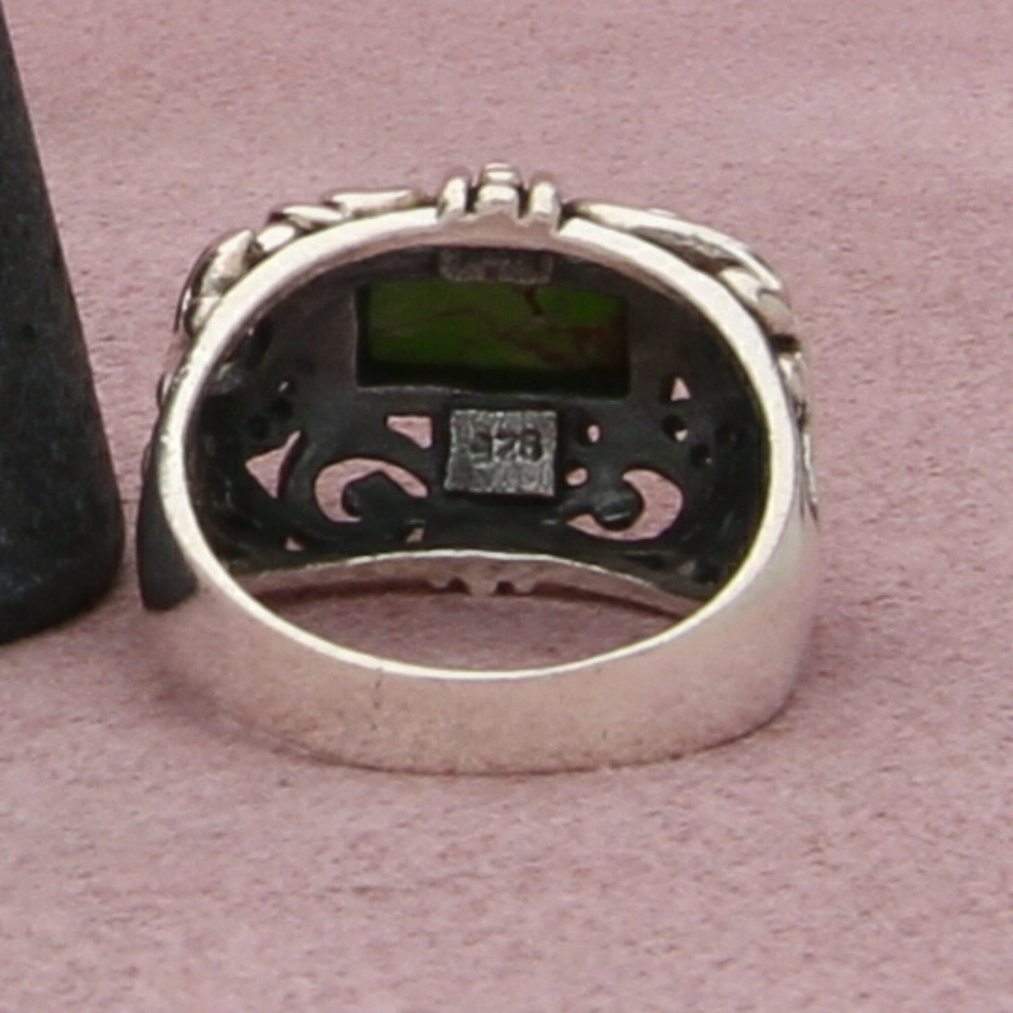 sterling silver chunky gaspeite scroll ring size 7.75