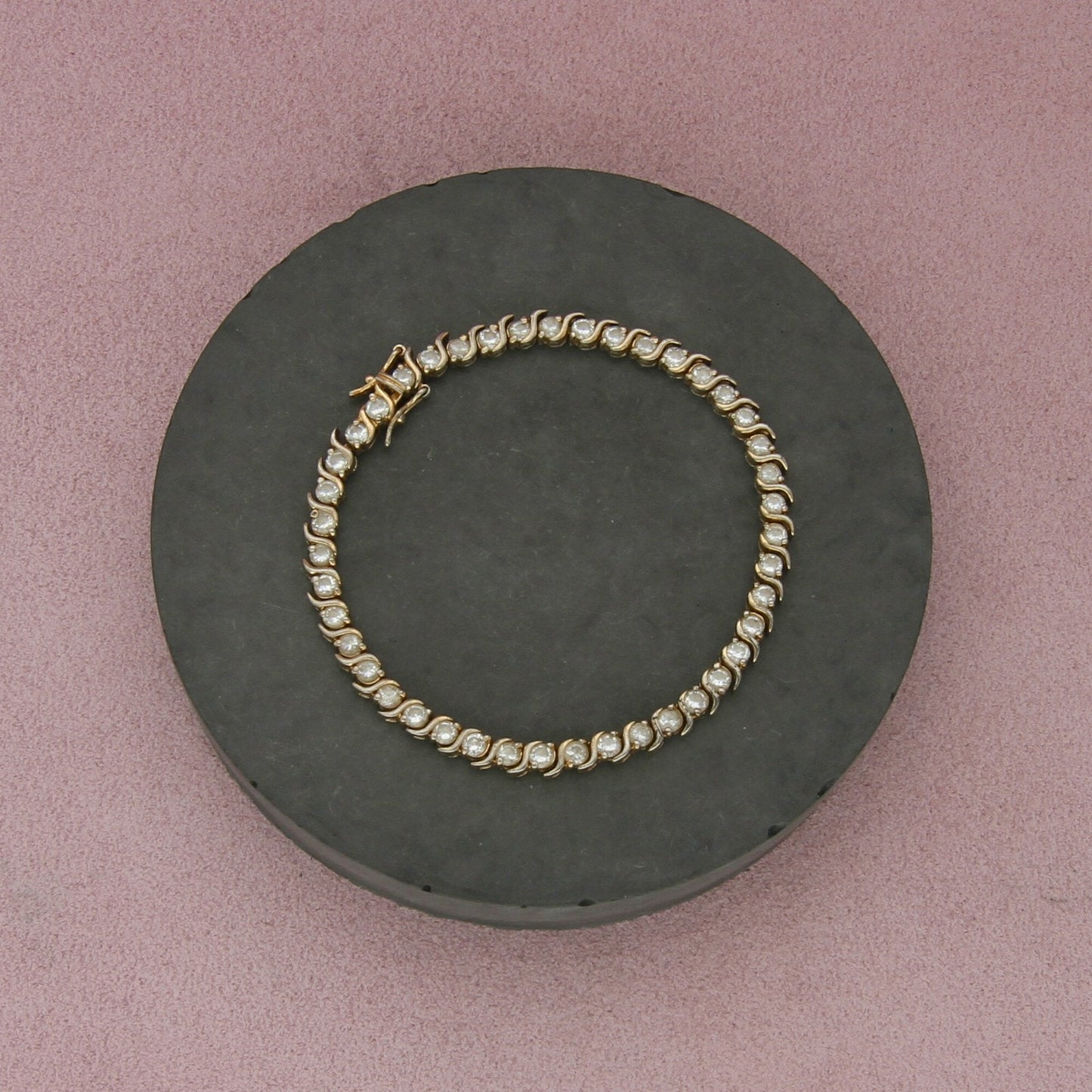 sterling silver gold wash cz tennis bracelet size 7in