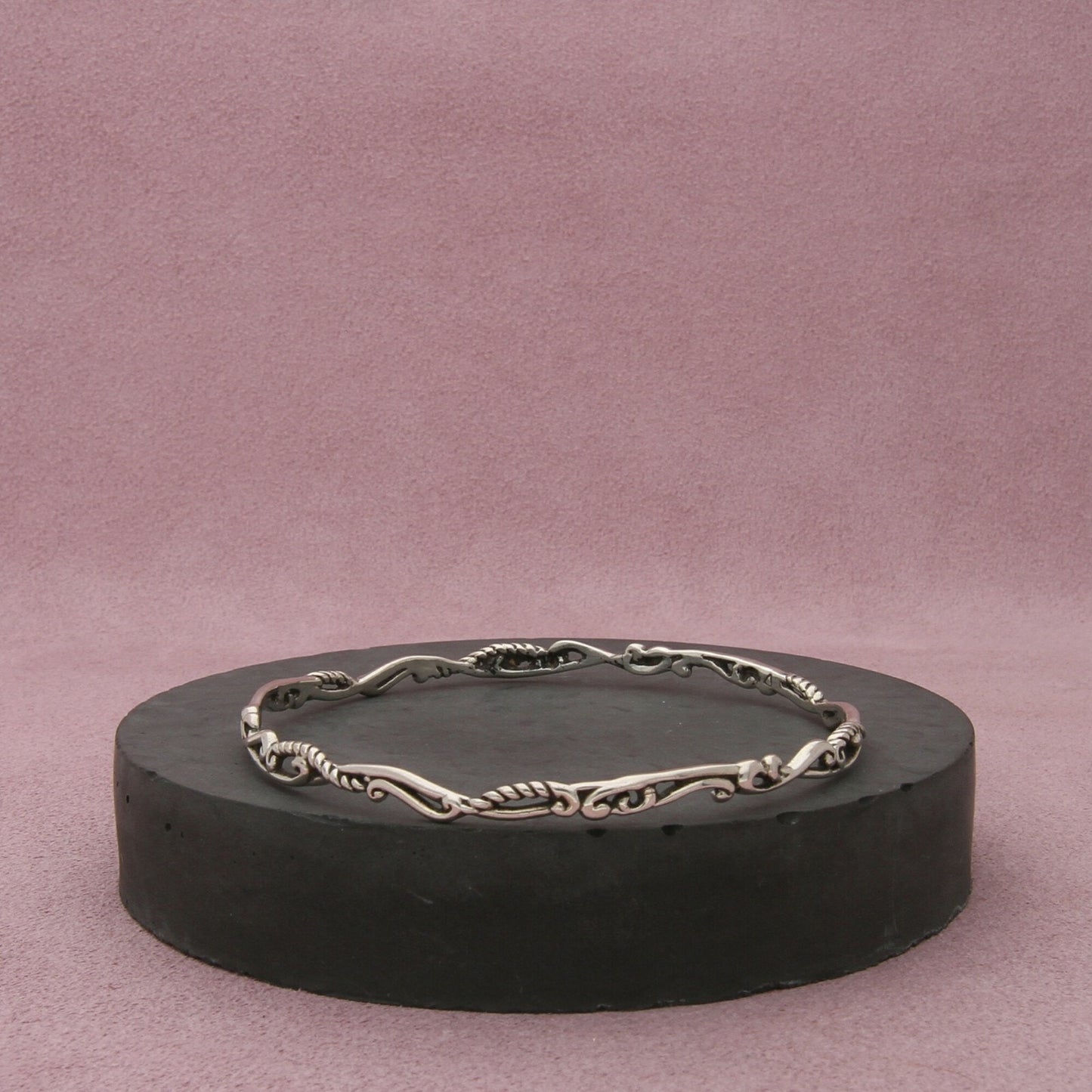 carolyn pollack sterling silver scroll stack bangle bracelet size 7.75in