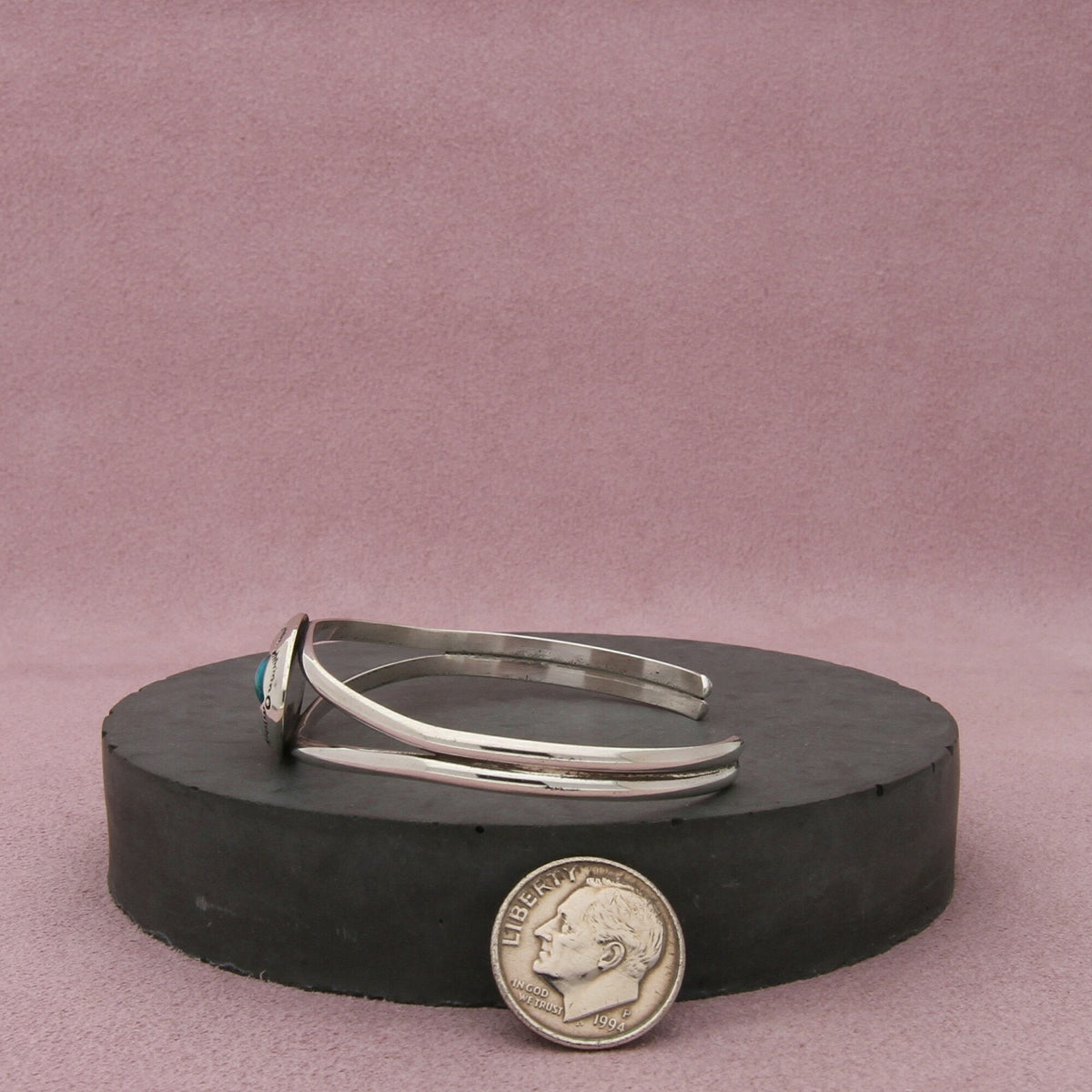 navajo sterling silver vintage shadow-box turquoise cuff bracelet size 6.25in