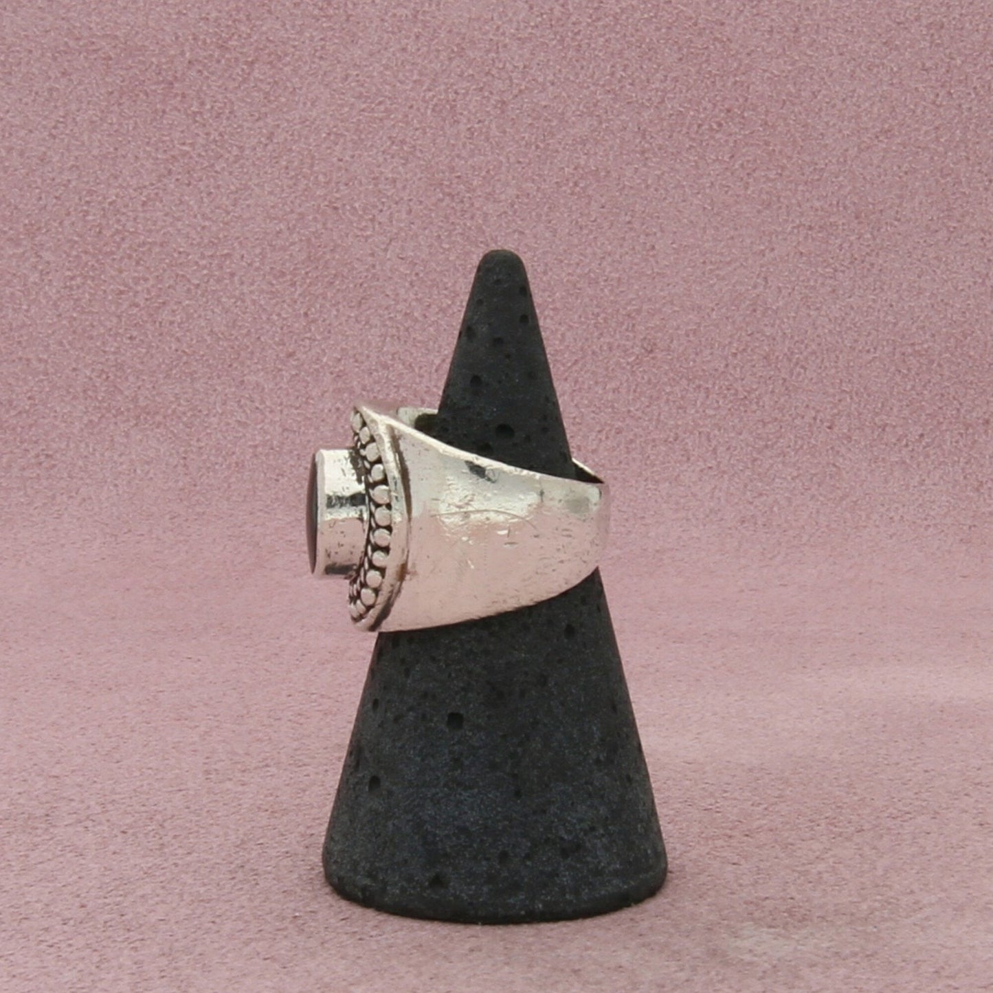 sterling silver braided onyx cigar band ring size 5.75
